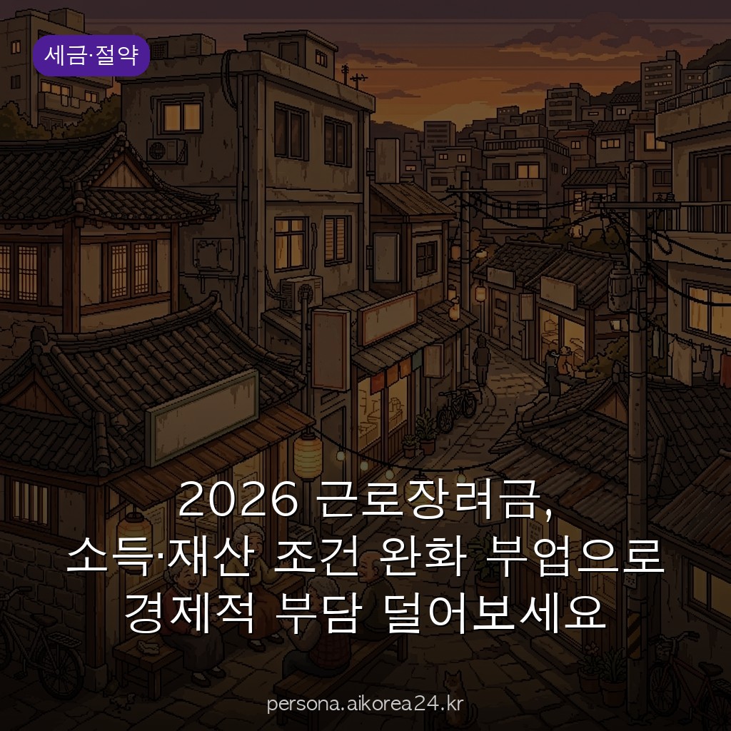 2026 근로장려금, 소득·재산 조건 완화 부업으로 경제적 부담 덜어보세요