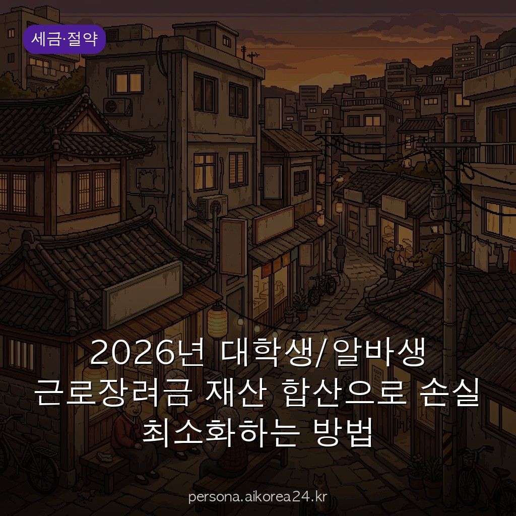 2026년 대학생/알바생 근로장려금 재산 합산으로 손실 최소화하는 방법