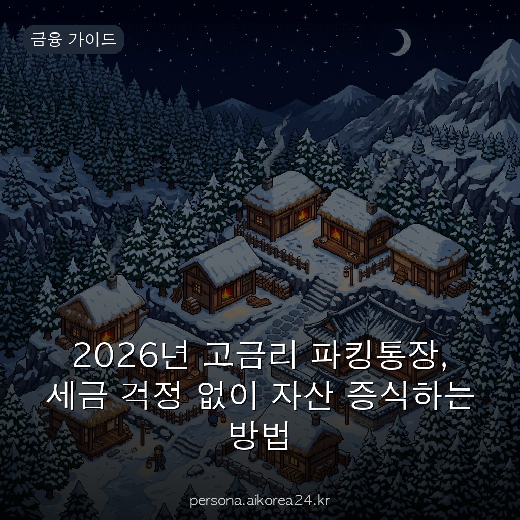 2026년 고금리 파킹통장, 세금 걱정 없이 자산 증식하는 방법