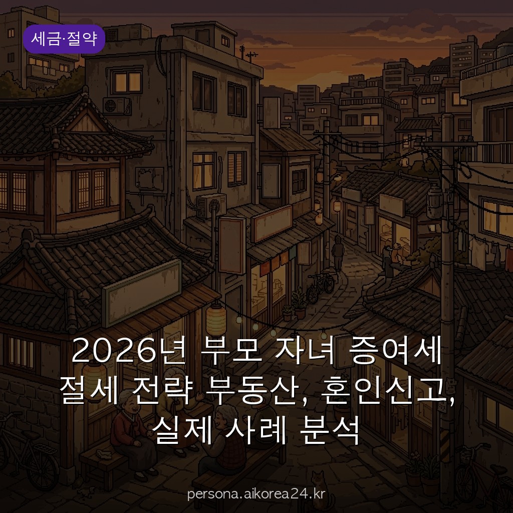 2026년 부모 자녀 증여세 절세 전략 부동산, 혼인신고, 실제 사례 분석