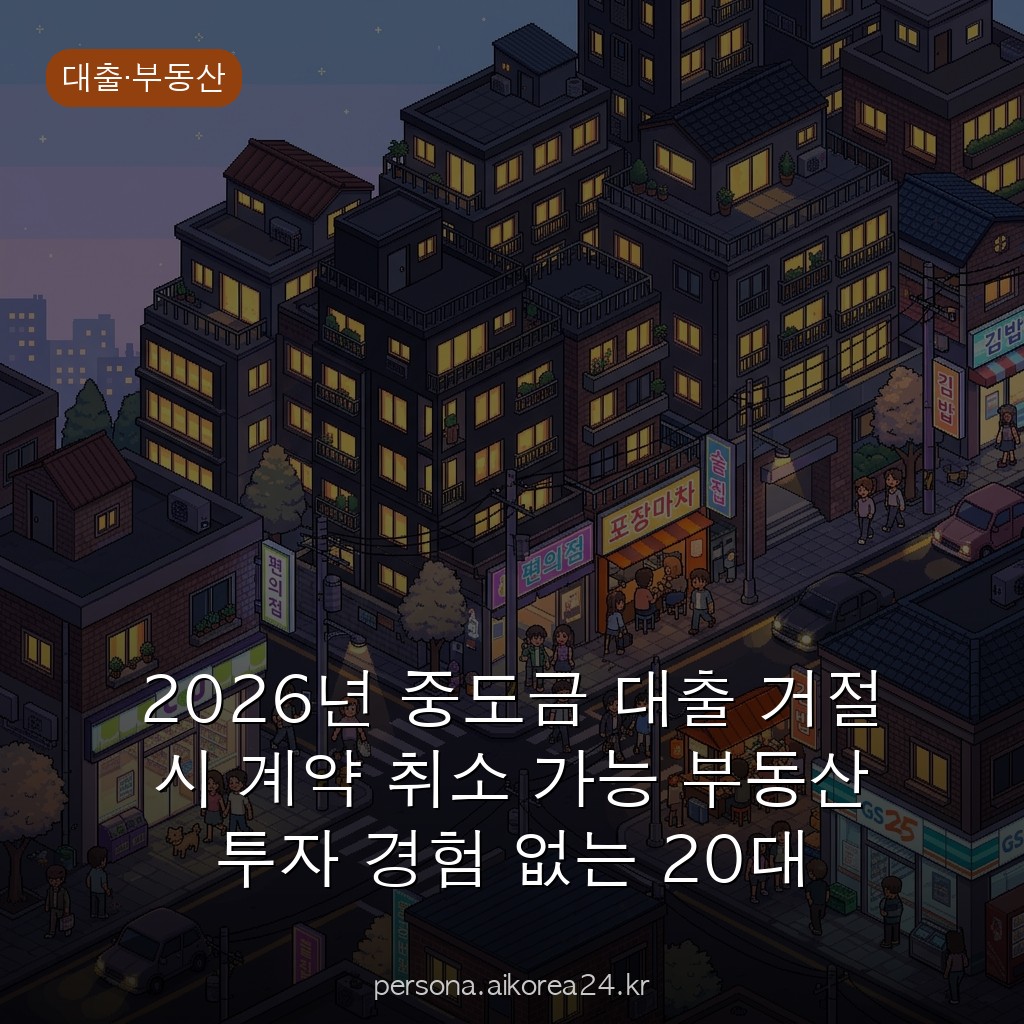 2026년 중도금 대출 거절 시 계약 취소 가능 부동산 투자 경험 없는 20대 직장인을 위한 대안