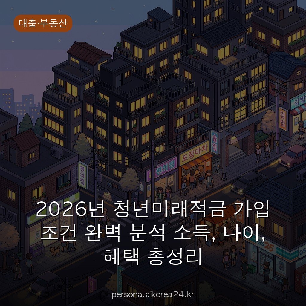 2026년 청년미래적금 가입 조건 완벽 분석 소득, 나이, 혜택 총정리