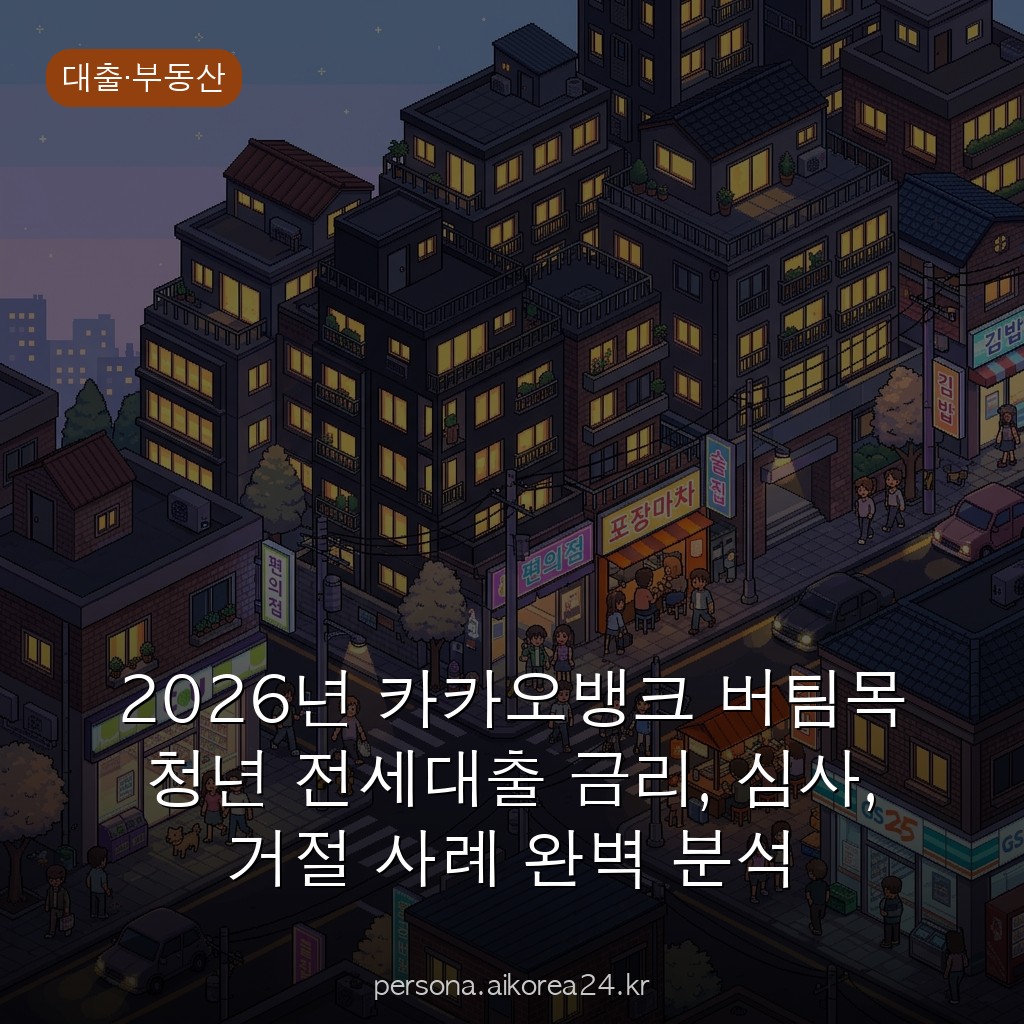 2026년 카카오뱅크 버팀목 청년 전세대출 금리, 심사, 거절 사례 완벽 분석