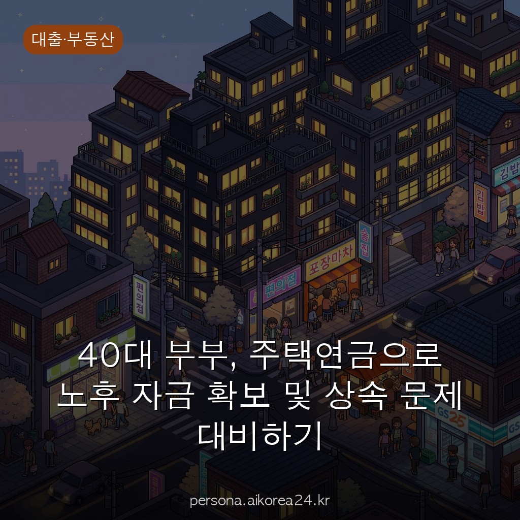 40대 부부, 주택연금으로 노후 자금 확보 및 상속 문제 대비하기
