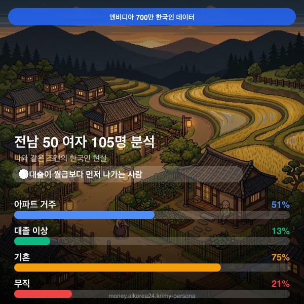 전남 50대 여자 페르소나 카드